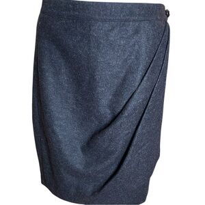 Hobbs of London Dark Dark Barracks Grey Lexi Wool Blend Faux Wrap Skirt Size 18